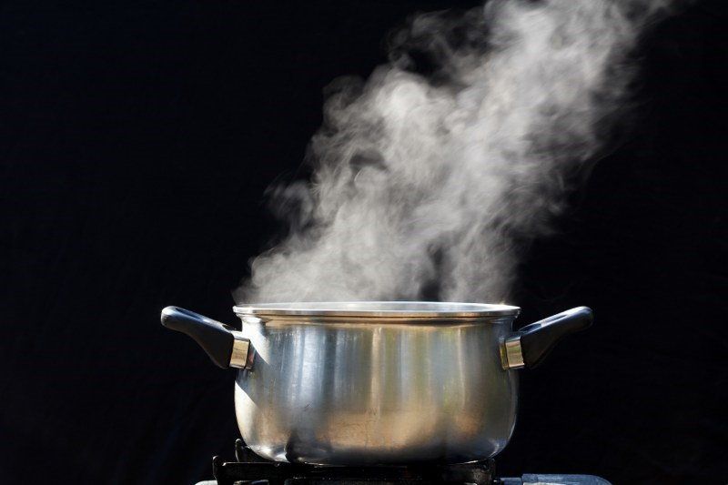 vapours coming from the boiling vinegar